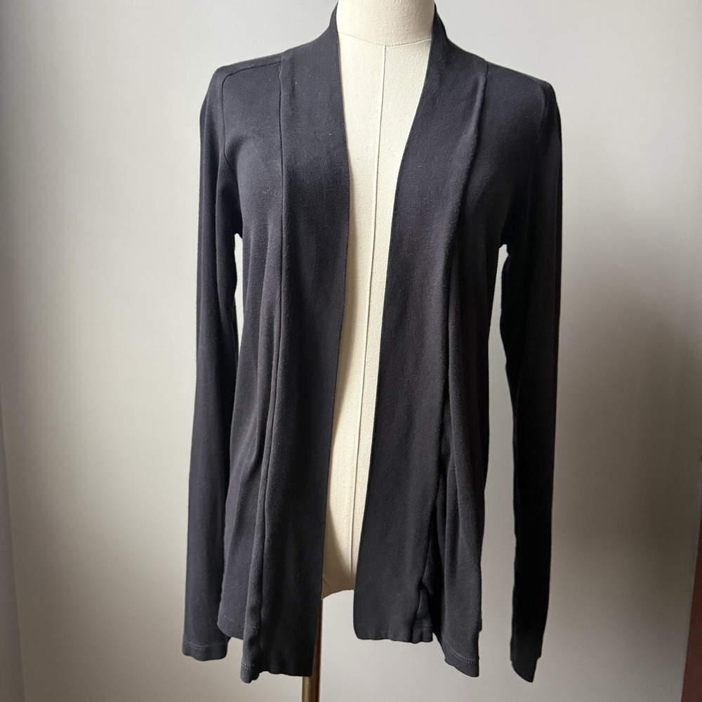 Splendid Cardigan Jersey Knit Casual Open Front Black XS Minimalist Quiet Luxury